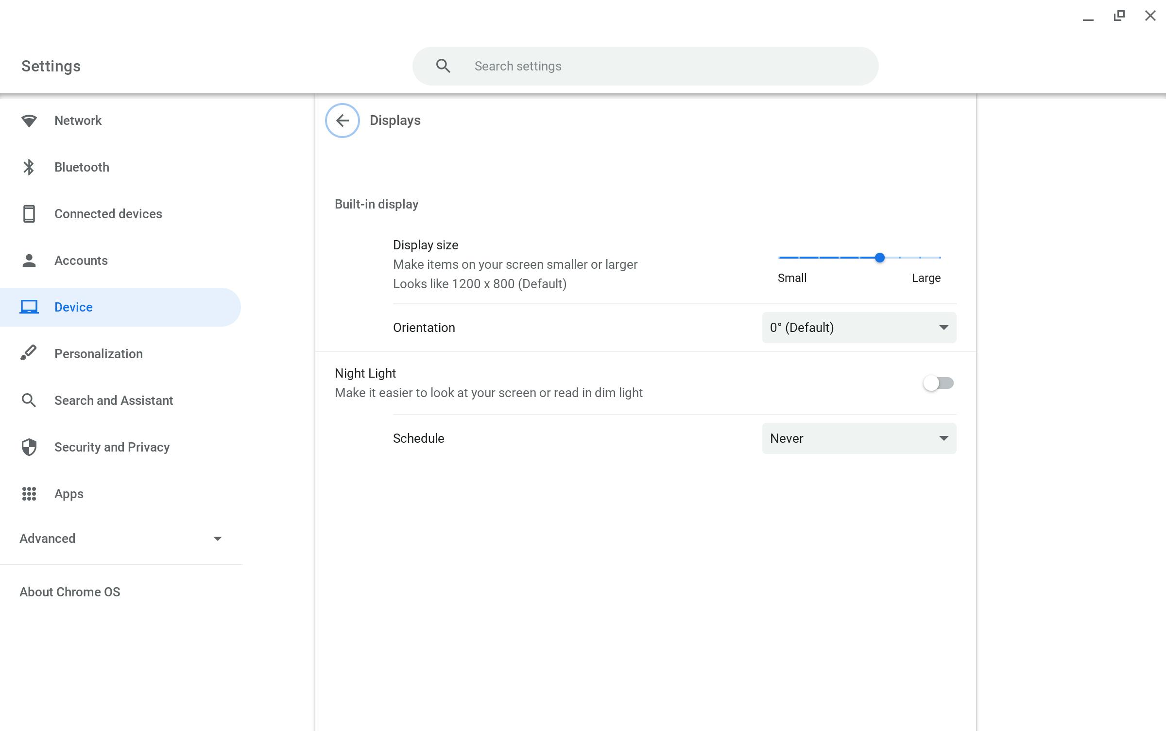 Optimizing display size ChromeOS for developers