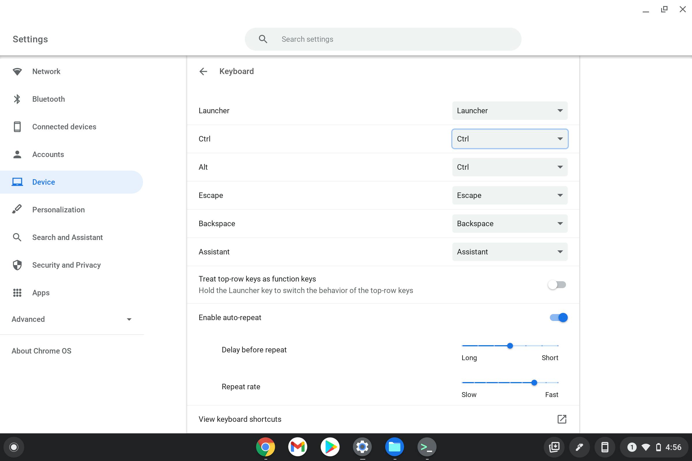 Keyboard and touchpad ChromeOS for developers