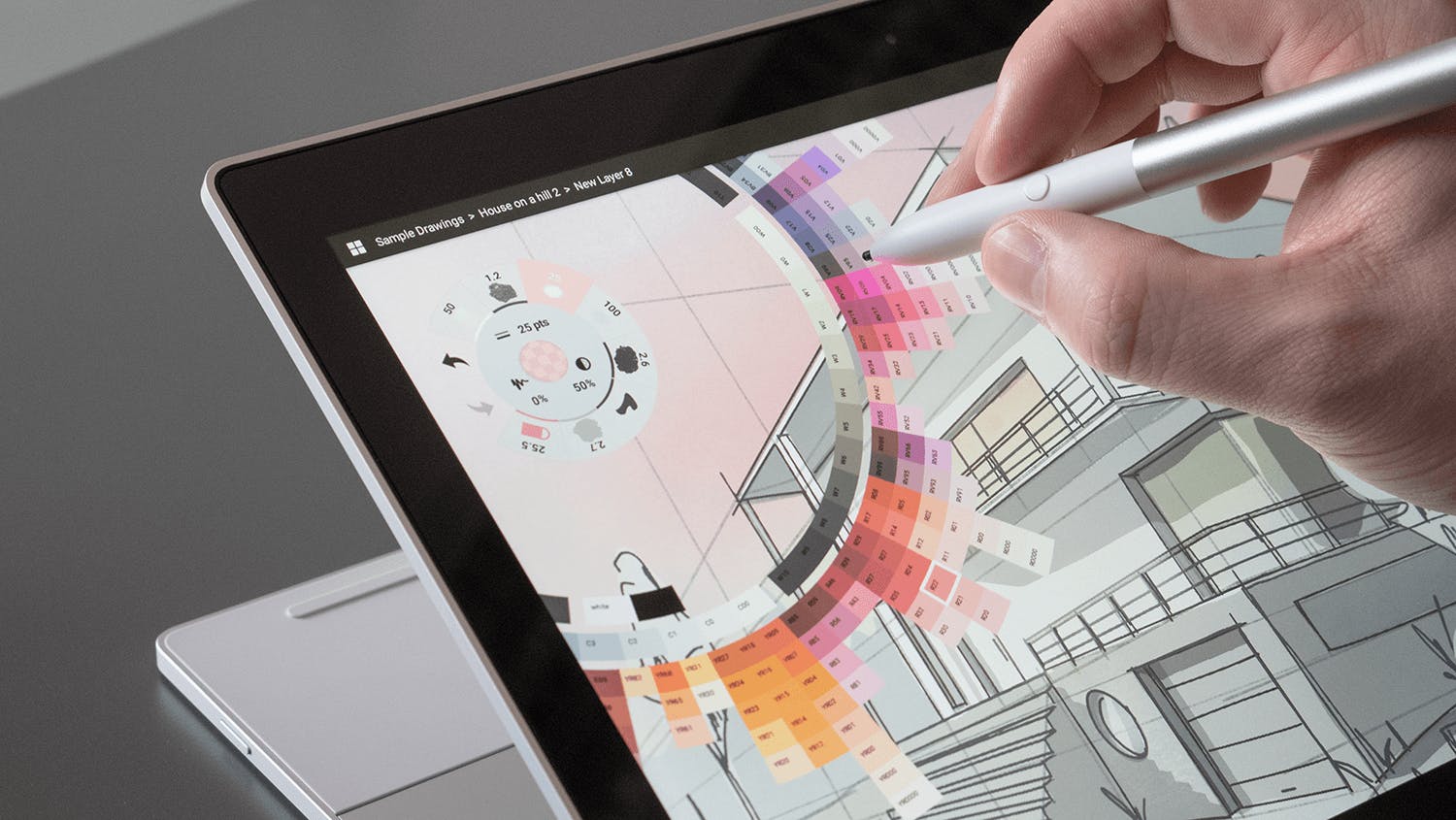Screen interaction with stylus pen.